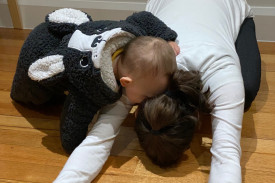 Childs Pose Palm-up Breastfeeding Stretch