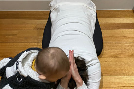 Childs pose with triceps stretch