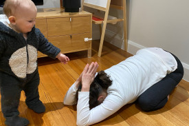 Childs pose with triceps stretch