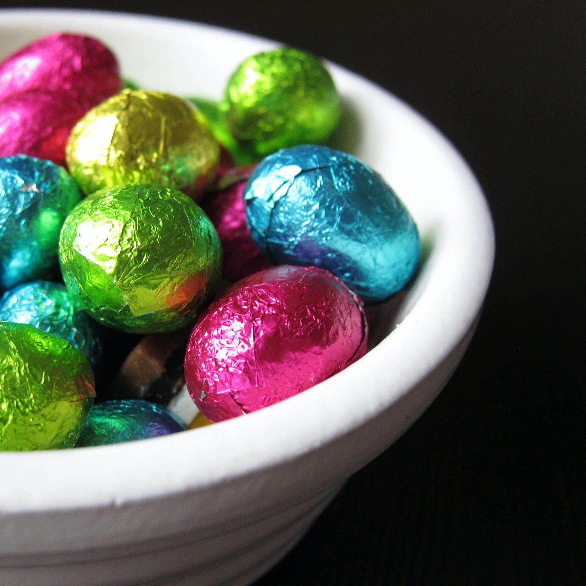 Colourful Easter Eggs in a bowl